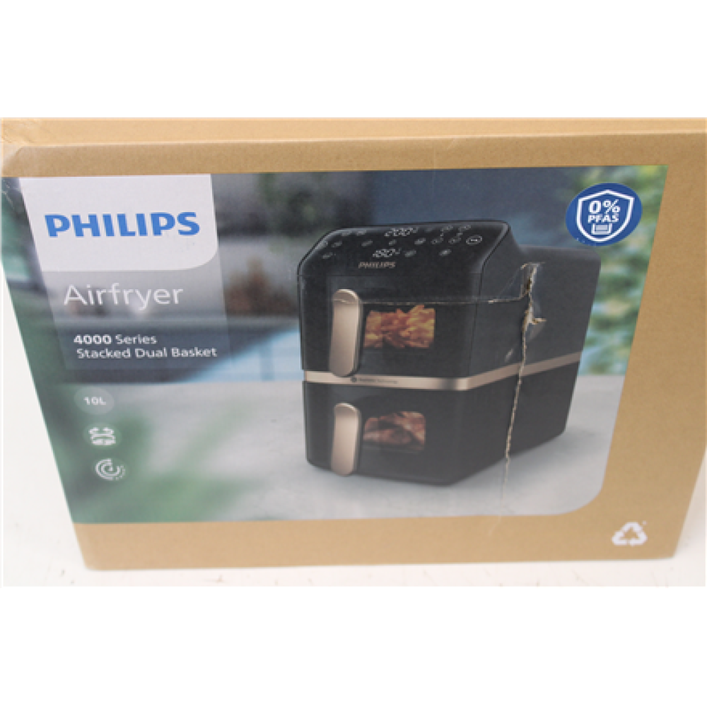 SALE OUT. Philips Dual Basket Airfryer , NA462/70 4000 Series , Power 2750 W , Capacity 10 L , Rapid Air technology , Black , DAMAGED PACKAGING, SCRATCHED ON SIDE