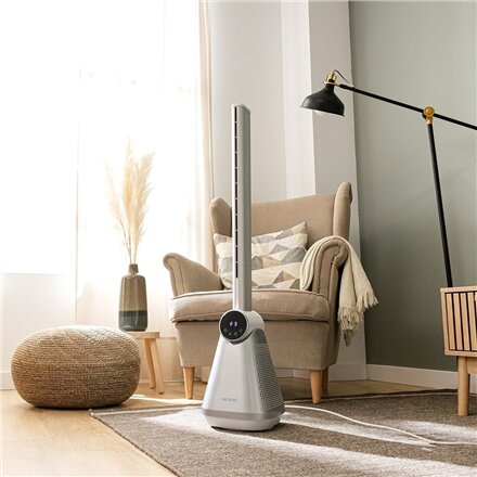 Cecotec EnergySilence 9890 Skyline Bladeless , Tower Fan , Stand Fan , 50 W , Diameter 23 cm , Number of speeds 3 , Oscillation , Timer , Remote control , Grey/White