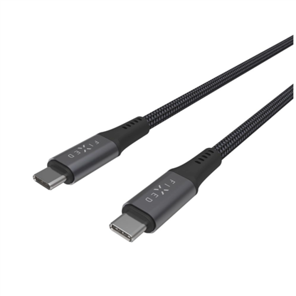 Fixed Braided Cable USB-C/USB-C, 2m, USB4 gen2 20Gbps, 4K 60Hz, 240W , FIXDBP-CC2-GR