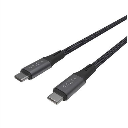 Fixed Braided Cable USB-C/USB-C, 2m, USB4 gen2 20Gbps, 4K 60Hz, 240W , FIXDBP-CC2-GR
