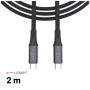 Fixed Braided Cable USB-C/USB-C, 2m, USB4 gen2 20Gbps, 4K 60Hz, 240W , FIXDBP-CC2-GR