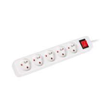 Lanberg Cable Power Strip, 5X French Outlets with Switch, Quality-Grade Copper, 1.5 m , PS1-05E-0150-W