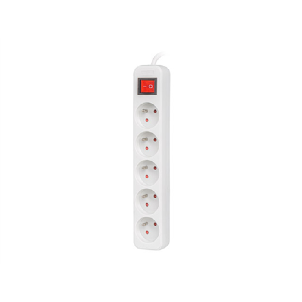Lanberg Cable Power Strip, 5X French Outlets with Switch, Quality-Grade Copper, 1.5 m , PS1-05E-0150-W