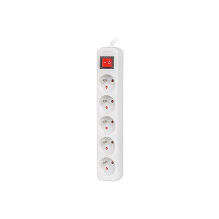 Lanberg Cable Power Strip, 5X French Outlets with Switch, Quality-Grade Copper, 1.5 m , PS1-05E-0150-W