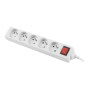 Lanberg Cable Power Strip, 5X French Outlets with Switch, Quality-Grade Copper, 1.5 m , PS1-05E-0150-W