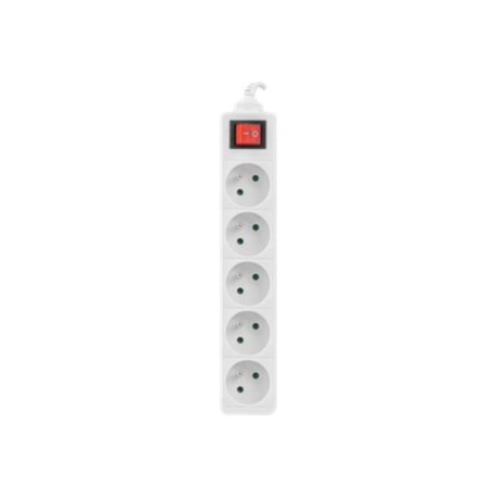 Lanberg Cable Power Strip, 5X French Outlets with Switch, Quality-Grade Copper, 1.5 m , PS1-05E-0150-W