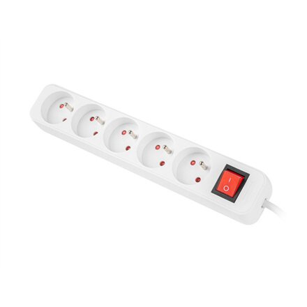 Lanberg Cable Power Strip, 5X French Outlets with Switch, Quality-Grade Copper, 1.5 m , PS1-05E-0150-W