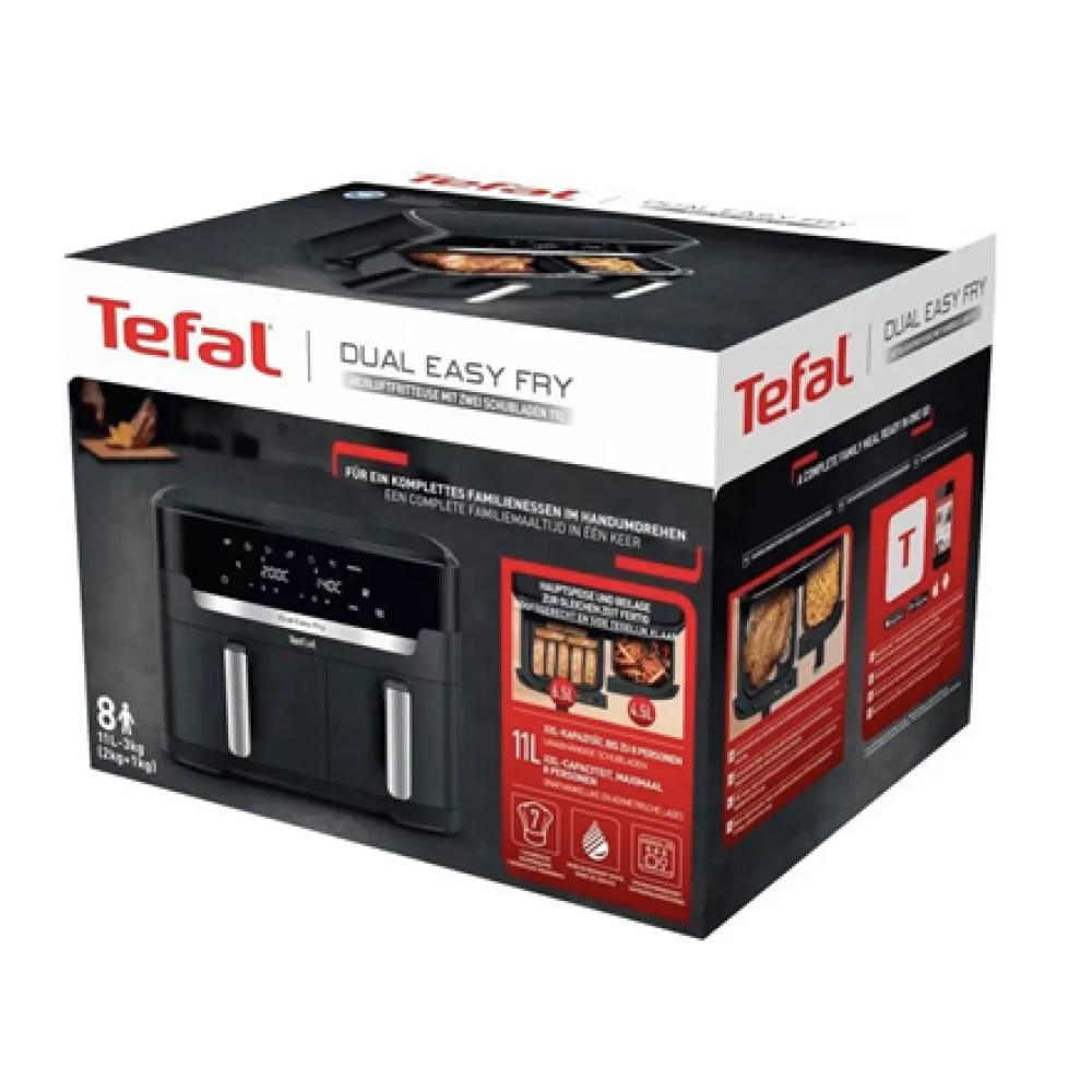 TEFAL , Air Fryer , EY942HE0 Easy Fry Dual XXL , Power 2700 W , Capacity 11 L , Black