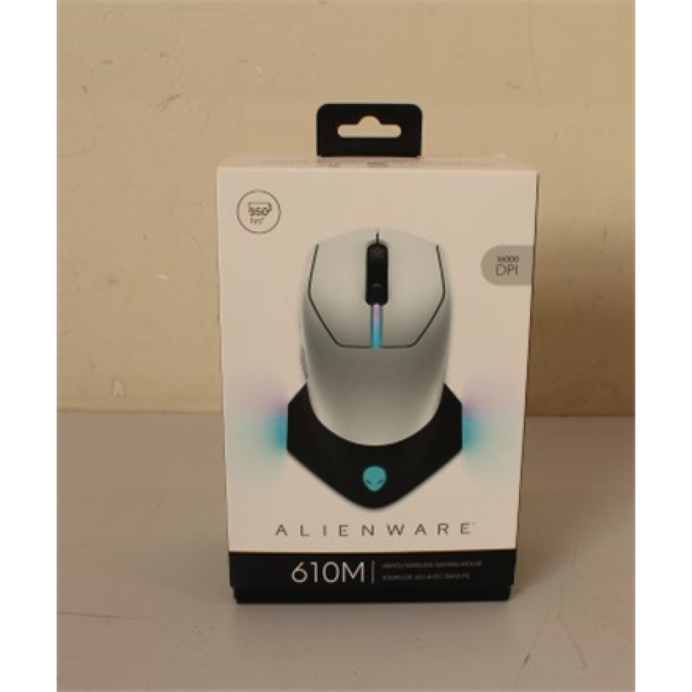 SALE OUT. Dell Mouse Alienware 610M Wired / Wireless Gaming Mouse - AW610M (Lunar Light), UNPACKED, USED, SCRATCHED ON BACK , Dell , Alienware , AW610M , Wireless wired optical , Gaming Mouse , Lunar Light , UNPACKED, USED, SCRATCHED ON BACK , 2 year(s)