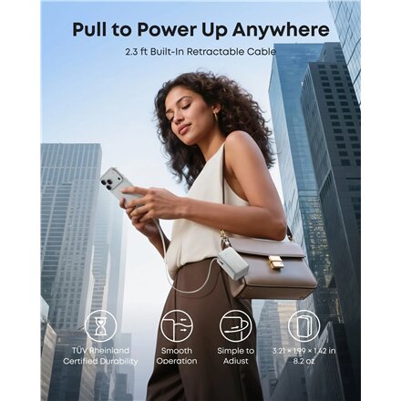 Anker Nano Power Bank 45W with Built-In Retractable USB-C Cable , A1638H21 , 10000 mAh , White