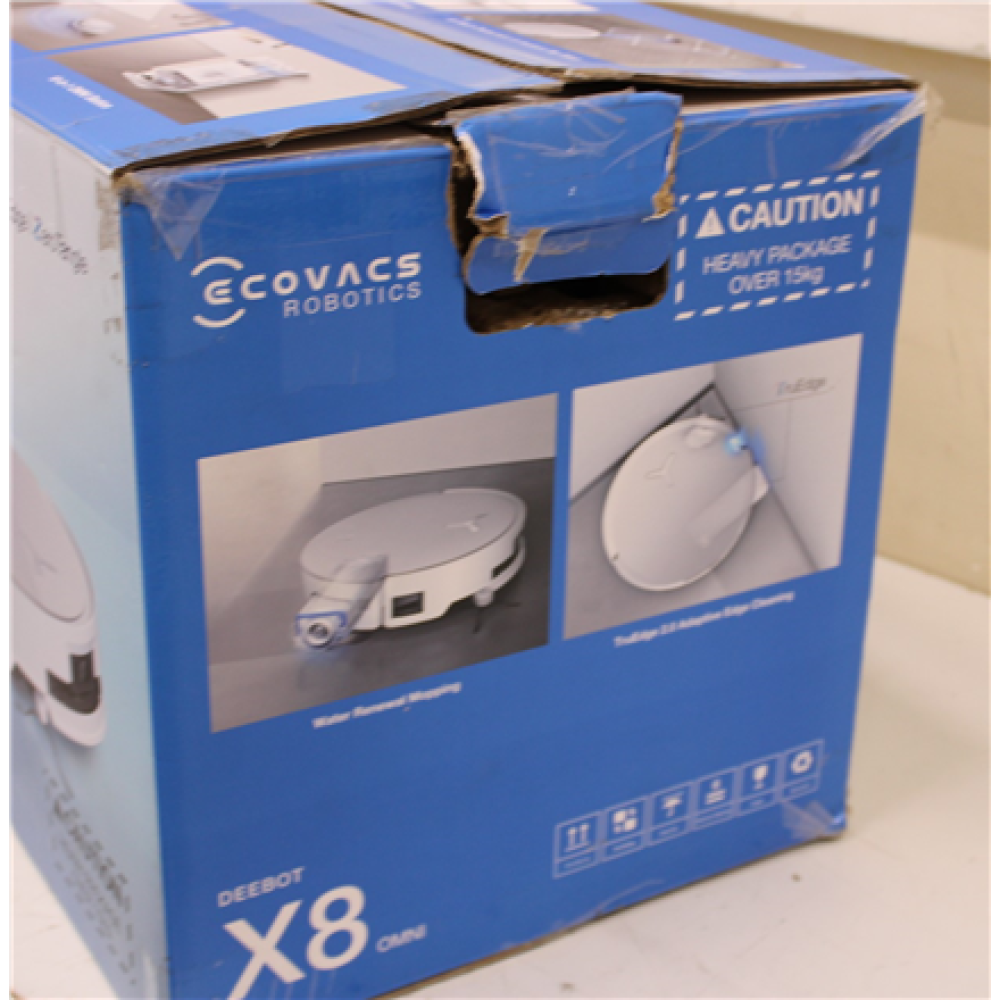 SALE OUT. Ecovacs DEEBOT X8 OMNI Vacuum cleaner, Robot, Wet&Dry, 18000Pa, TruEdge 2.0, AIVI 3D 3.0, YIKO-GPT, White+Auto-empty station , Ecovacs , Robotic Vacuum Cleaner , DEEBOT X8 OMNI , Wet&Dry , Lithium-Ion , 5200 mAh , Dust capacity 0.22 L , 
