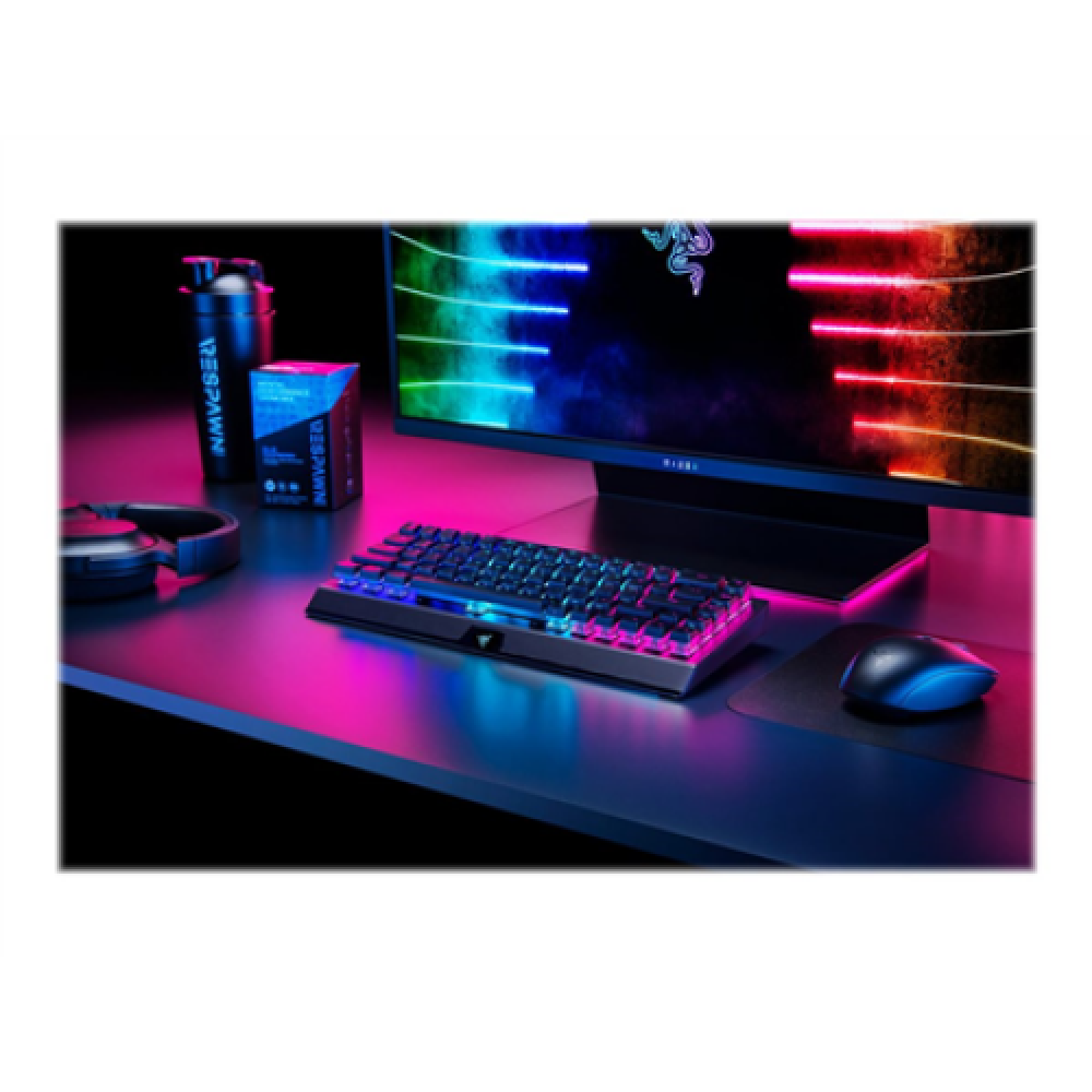 Razer Mechanical Gaming keyboard BlackWidow V3 Mini HyperSpeed Gaming keyboard Razer Chroma RGB customizable backlighting with 16.8 million color options; 1000 Hz Ultrapolling; 65% Form Factor RGB LED light US Wireless Black Wireless connection Yellow Swi
