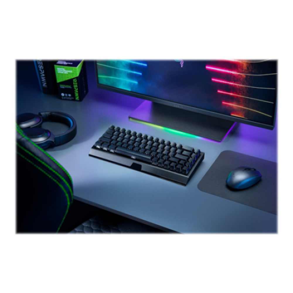 Razer Mechanical Gaming keyboard BlackWidow V3 Mini HyperSpeed Gaming keyboard Razer Chroma RGB customizable backlighting with 16.8 million color options; 1000 Hz Ultrapolling; 65% Form Factor RGB LED light US Wireless Black Wireless connection Yellow Swi