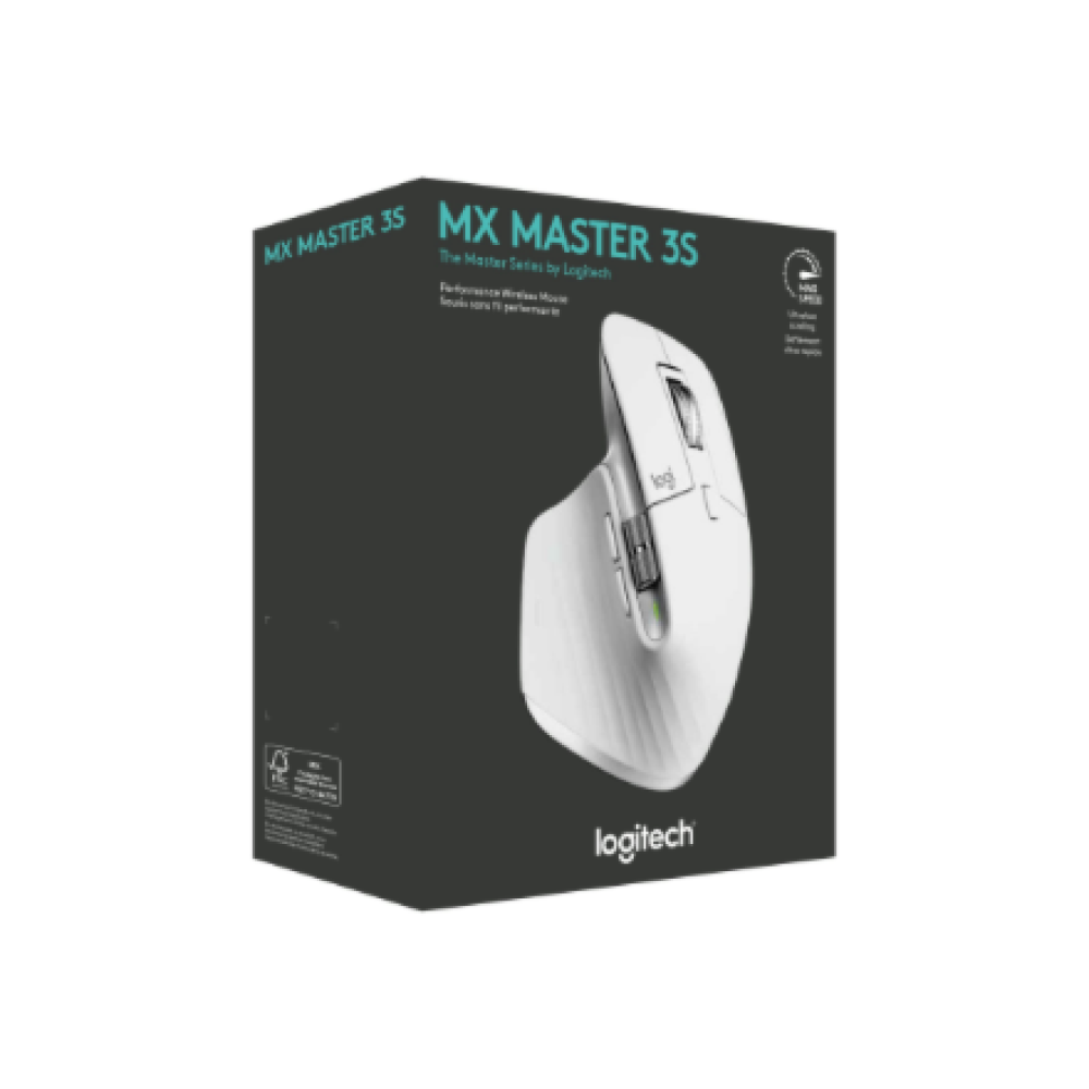 Logitech Mouse , MX MASTER 3S , Wireless , Bluetooth, 2.4GHz , Pale Gray
