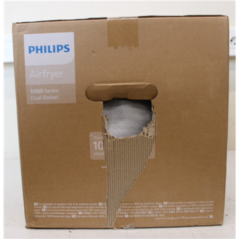SALE OUT. Philips Dual Basket Airfryer , NA555/00 5000 series , Power 2750 W , Capacity 9 L , RapidAir Plus , Silver , DAMAGED PACKAGING