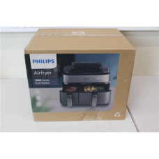 SALE OUT. Philips NA555/00 Dual Basket Airfryer 5000 Series, 9 L, Stainless Steel/Black , Philips Dual Basket Airfryer , NA555/00 5000 series , Power 2750 W , Capacity 9 L , RapidAir Plus , Silver , DAMAGED PACKAGING