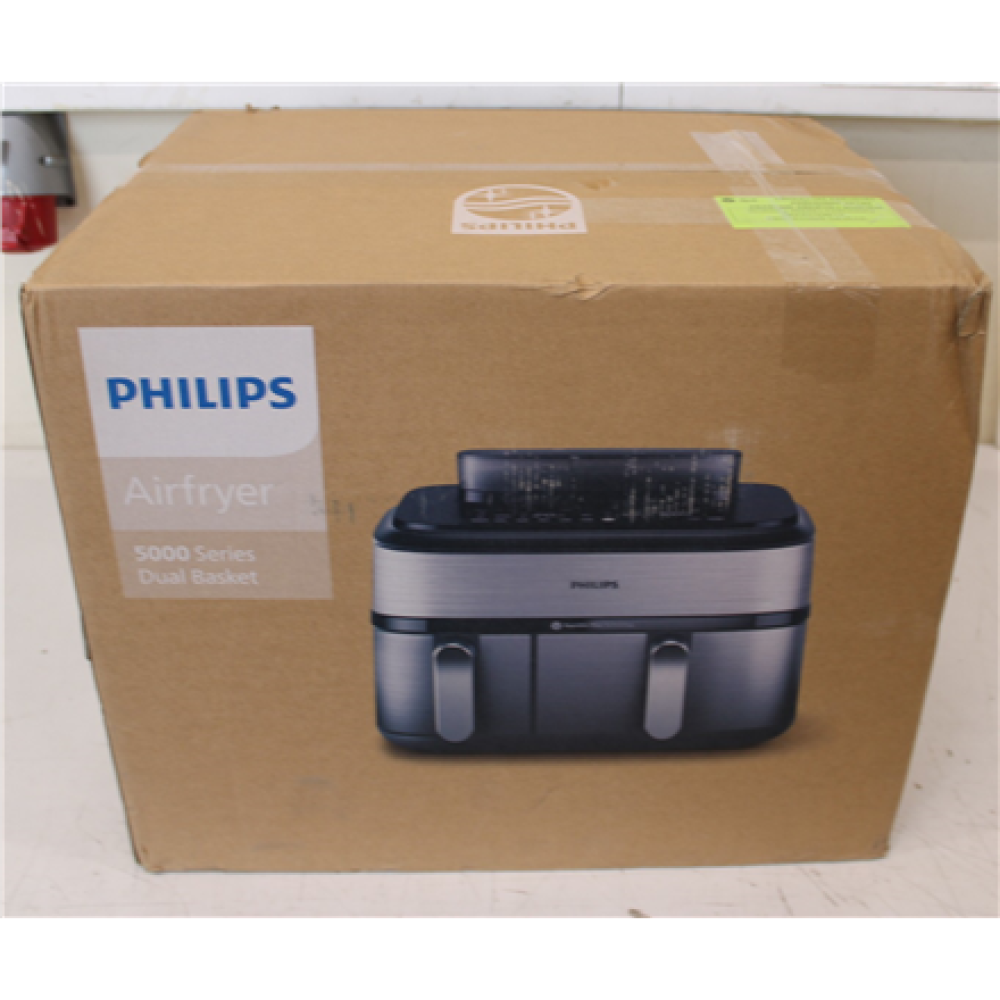 SALE OUT. Philips Dual Basket Airfryer , NA555/00 5000 series , Power 2750 W , Capacity 9 L , RapidAir Plus , Silver , DAMAGED PACKAGING
