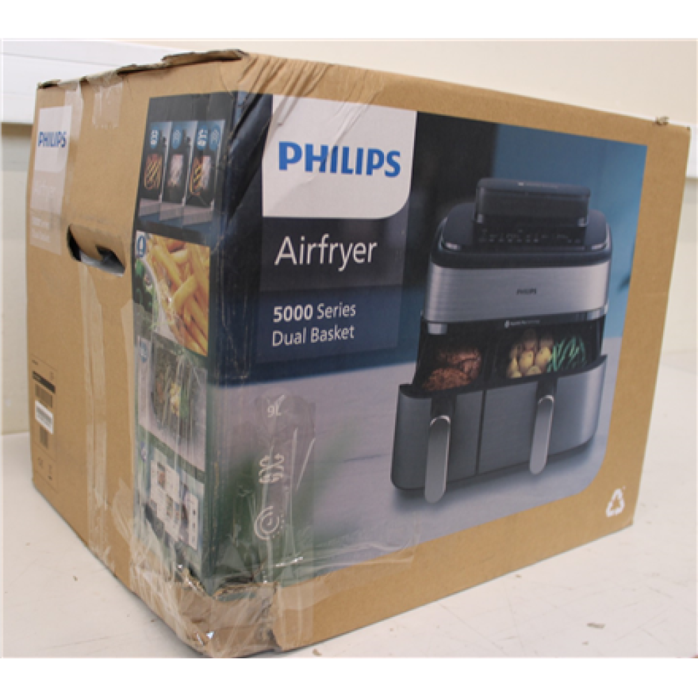 SALE OUT. Philips Dual Basket Airfryer , NA555/00 5000 series , Power 2750 W , Capacity 9 L , RapidAir Plus , Silver , DAMAGED PACKAGING