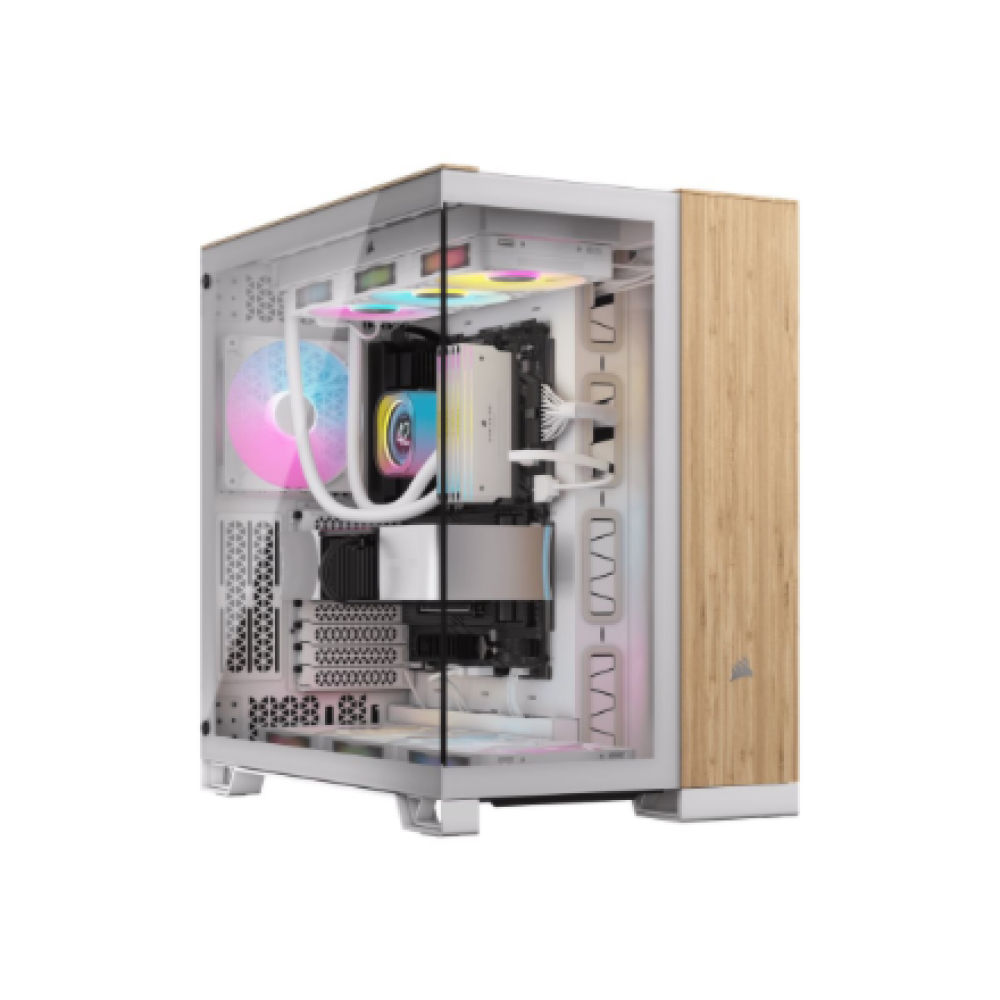 Corsair Dual Chamber PC Case , 6500X , White/Bamboo wood , Mid Tower , Power supply included No