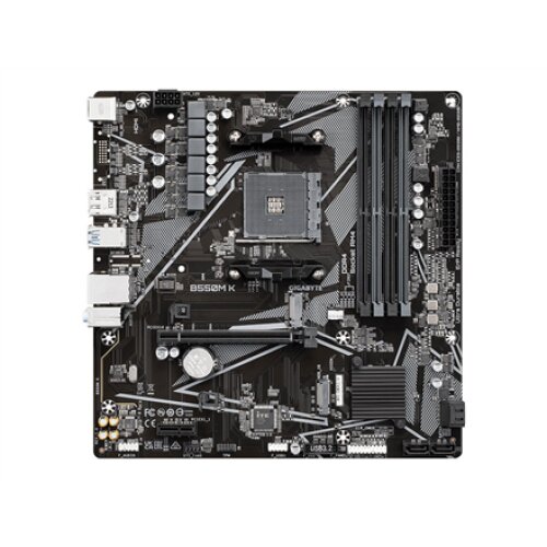 Gigabyte , B550M K 1.0 M/B , Processor family AMD , Processor socket AM4 , DDR4 DIMM , Memory slots 4 , Supported hard disk drive interfaces SATA, M.2 , Number of SATA connectors 4 , Chipset AMD B550 , Micro ATX