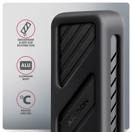 AXAGON USB-C 20Gbps - M.2 NVMe SSD ARMORED Box , EEM2-20G