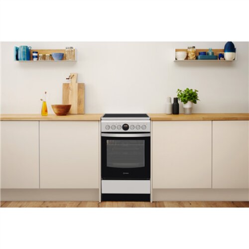 INDESIT , Cooker , IS5V8CHX/E , Hob type Vitroceramic , Oven type Electric , Stainless steel , Width 50 cm , Grilling , Electronic , Depth 60 cm , 57 L