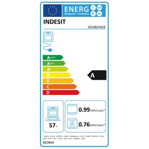 INDESIT , Cooker , IS5V8CHX/E , Hob type Vitroceramic , Oven type Electric , Stainless steel , Width 50 cm , Grilling , Electronic , Depth 60 cm , 57 L