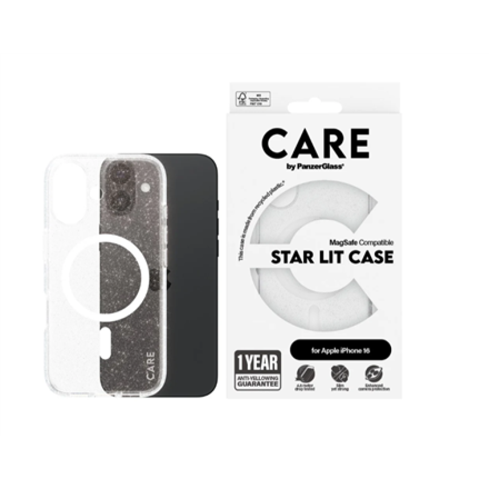 CARE Flagship Case , Back cover , Apple , iPhone 16 , Recycled plastic , White , Urban Combat Star Lit with MagSafe