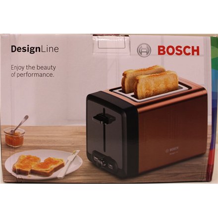 SALE OUT. Bosch TAT4P429 DesignLine Toaster, 970 W, 2 slots, Copper , SALE OUT. , Bosch DesignLine Toaster , TAT4P429 , Power 970 W , Number of slots 2 , Housing material Stainless Steel , Copper/Black , DAMAGED PACKAGING