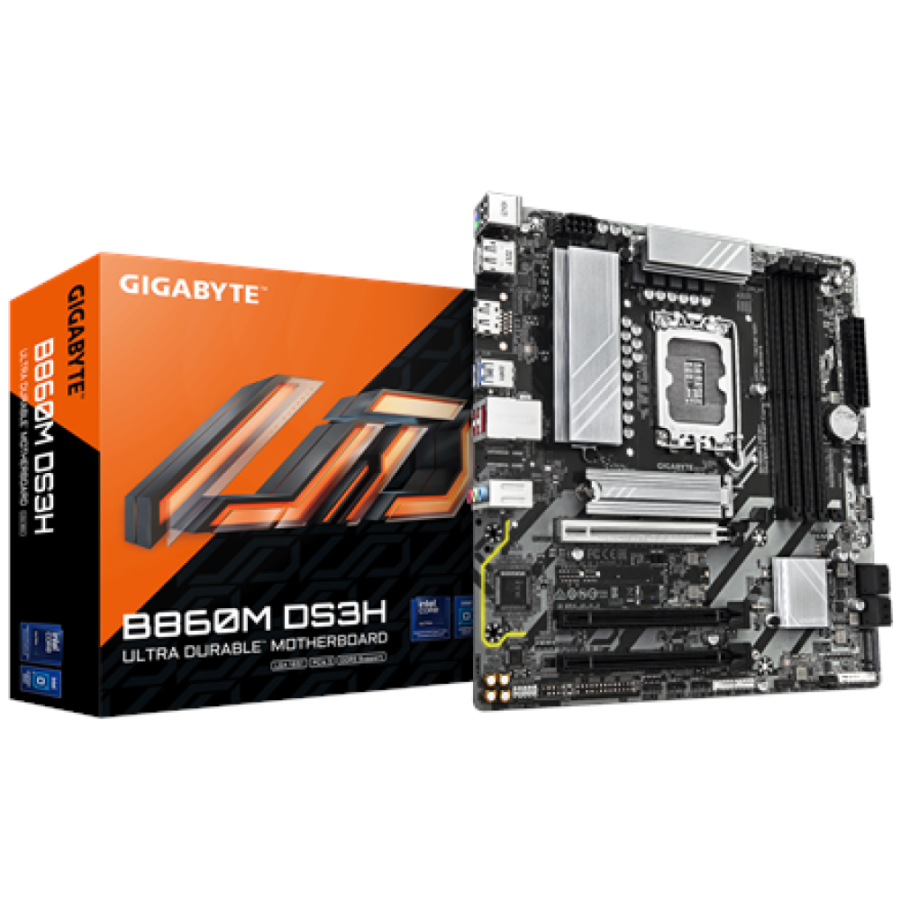 Gigabyte B860M DS3H , Processor family Intel , Processor socket LGA1851 , DDR5 , Supported hard disk drive interfaces M.2, SATA , Number of SATA connectors 4