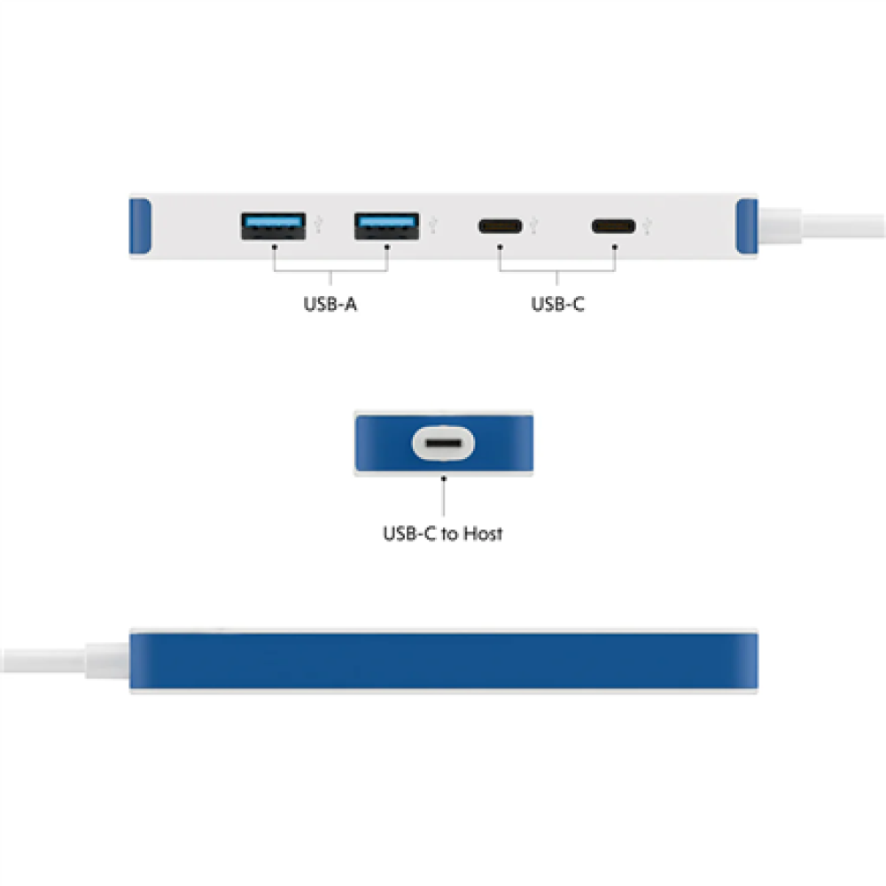 Hyper HyperDrive Flex 4 Port USB-C Combo Hub, White/Blue , HD5200BUGL