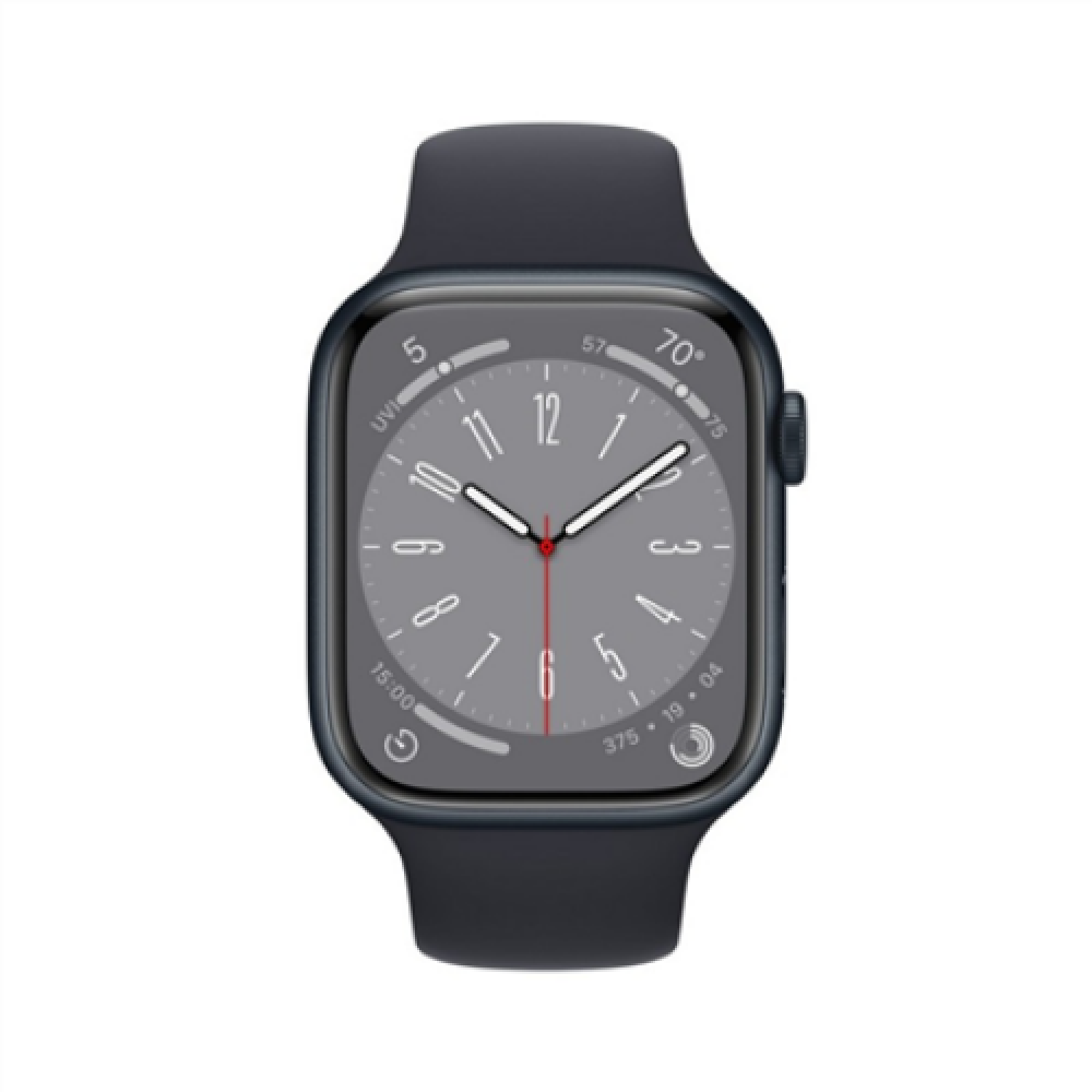 Apple Watch Series 8 45mm, Smart watches, GPS (satellite), Retina LTPO OLED, Touchscreen, Heart rate monitor, Waterproof, Bluetooth, Wi-Fi, Midnight, Midnight