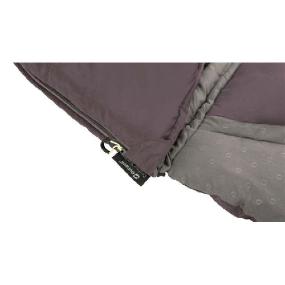 Outwell Contour Dark Purple L Sleeping Bag - Left Zipper 220 x 85 cm YKK 2-way L-shape open-end with auto lock
