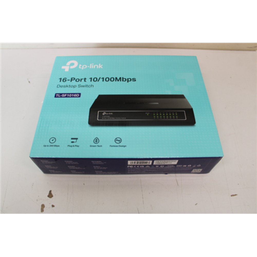 SALE OUT. TP-LINK TL-SF1016D Switch 16x10/100Mbps , TP-LINK Switch , TL-SF1016D , Desktop , 10/100 Mbps (RJ-45) ports quantity 16 , Power supply type External , UNPACKED