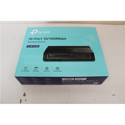 SALE OUT. TP-LINK TL-SF1016D Switch 16x10/100Mbps , TP-LINK , Switch , TL-SF1016D , Desktop , 10/100 Mbps (RJ-45) ports quantity 16 , Power supply type External , 22 month(s) , UNPACKED