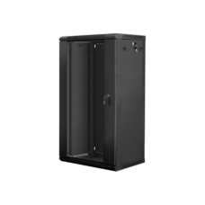 Lanberg , Rack cabinet 19 wall-mount 22U/600x450 (flat pack) with glass door , WF01-6422-10B , Black