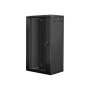 Lanberg , Rack cabinet 19 wall-mount 22U/600x450 (flat pack) with glass door , WF01-6422-10B , Black