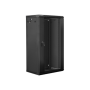 Lanberg , Rack cabinet 19 wall-mount 22U/600x450 (flat pack) with glass door , WF01-6422-10B , Black