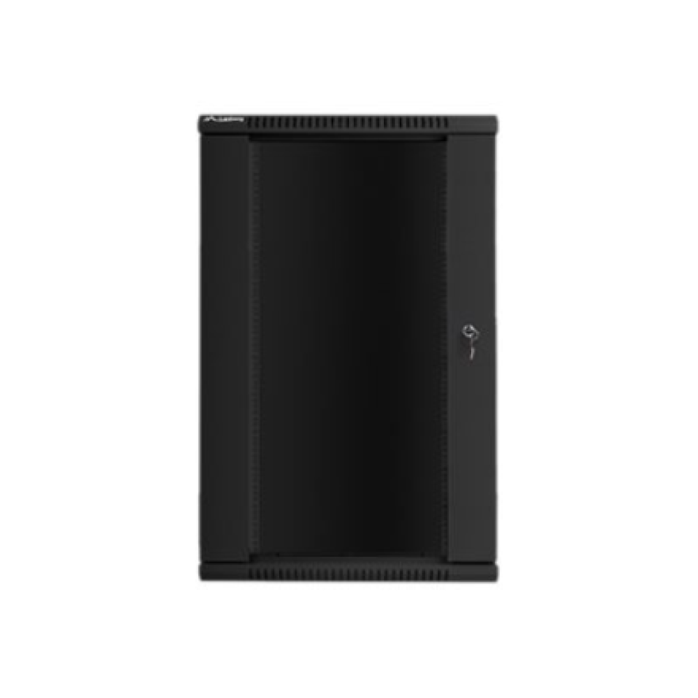 Lanberg , Rack cabinet 19 wall-mount 22U/600x450 (flat pack) with glass door , WF01-6422-10B , Black