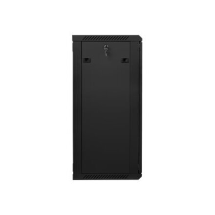 Lanberg , Rack cabinet 19 wall-mount 22U/600x450 (flat pack) with glass door , WF01-6422-10B , Black