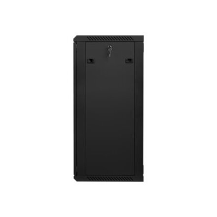 Lanberg , Rack cabinet 19 wall-mount 22U/600x450 (flat pack) with glass door , WF01-6422-10B , Black