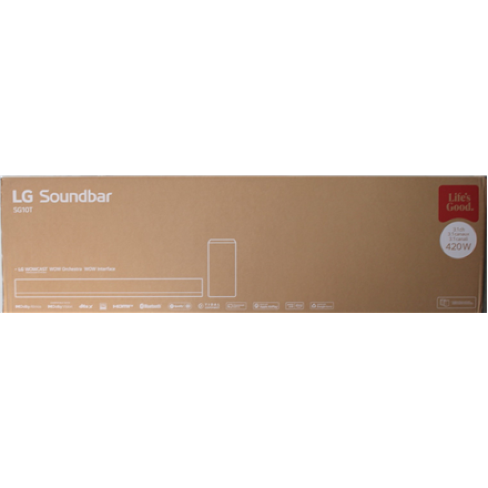 SALE OUT. LG Soundbar SG10TY for TV with Dolby Atmos 3.1 Channel , LG , Soundbar Sound System with Dolby Atmos and 3.1 Channels , SG10TY , DAMAGED PACKAGING , Bluetooth