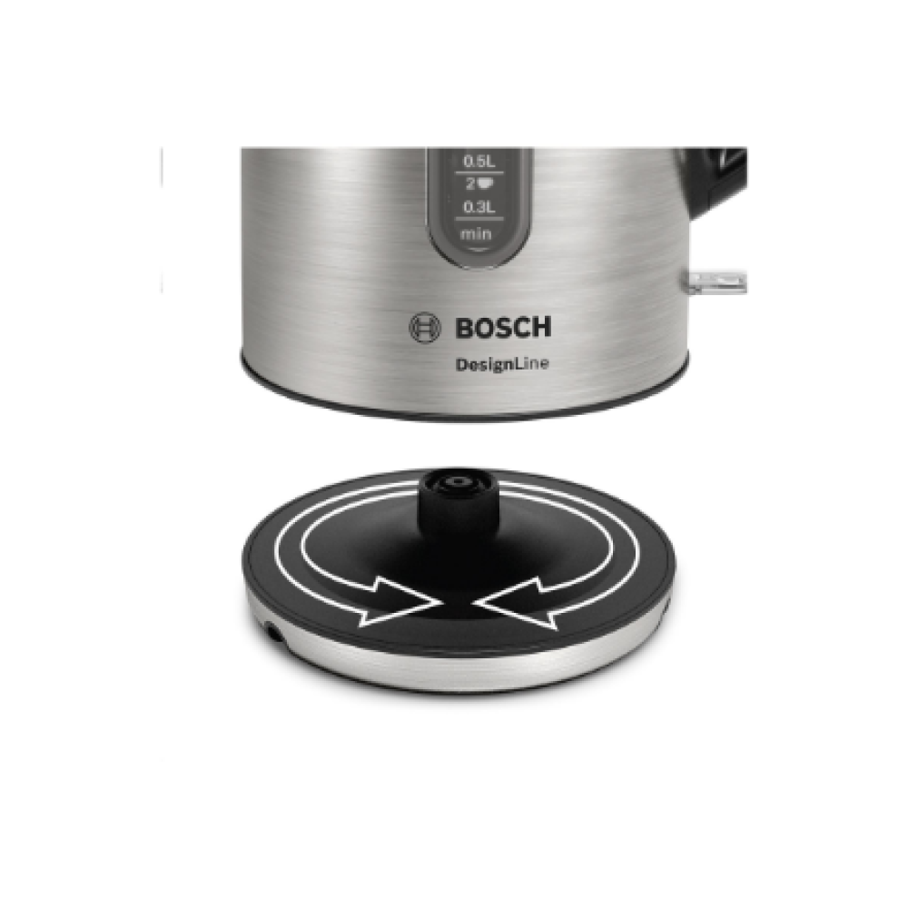 Bosch , Kettle , DesignLine TWK4P440 , Electric , 2400 W , 1.7 L , Stainless steel , 360° rotational base , Stainless steel/Black