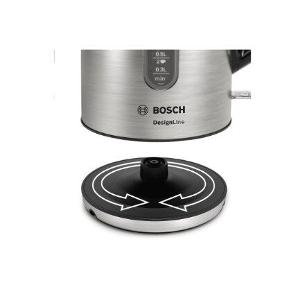 Bosch , Kettle , DesignLine TWK4P440 , Electric , 2400 W , 1.7 L , Stainless steel , 360° rotational base , Black/Stainless Steel
