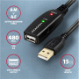 AXAGON USB repeater cable, 15 m , ADR-215 , USB Type A - USB Type A