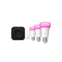 Philips Hue Starter set: 3 smart E27 bulbs, dimmer switch, Hue Bridge Pro , E27 , White and colored light