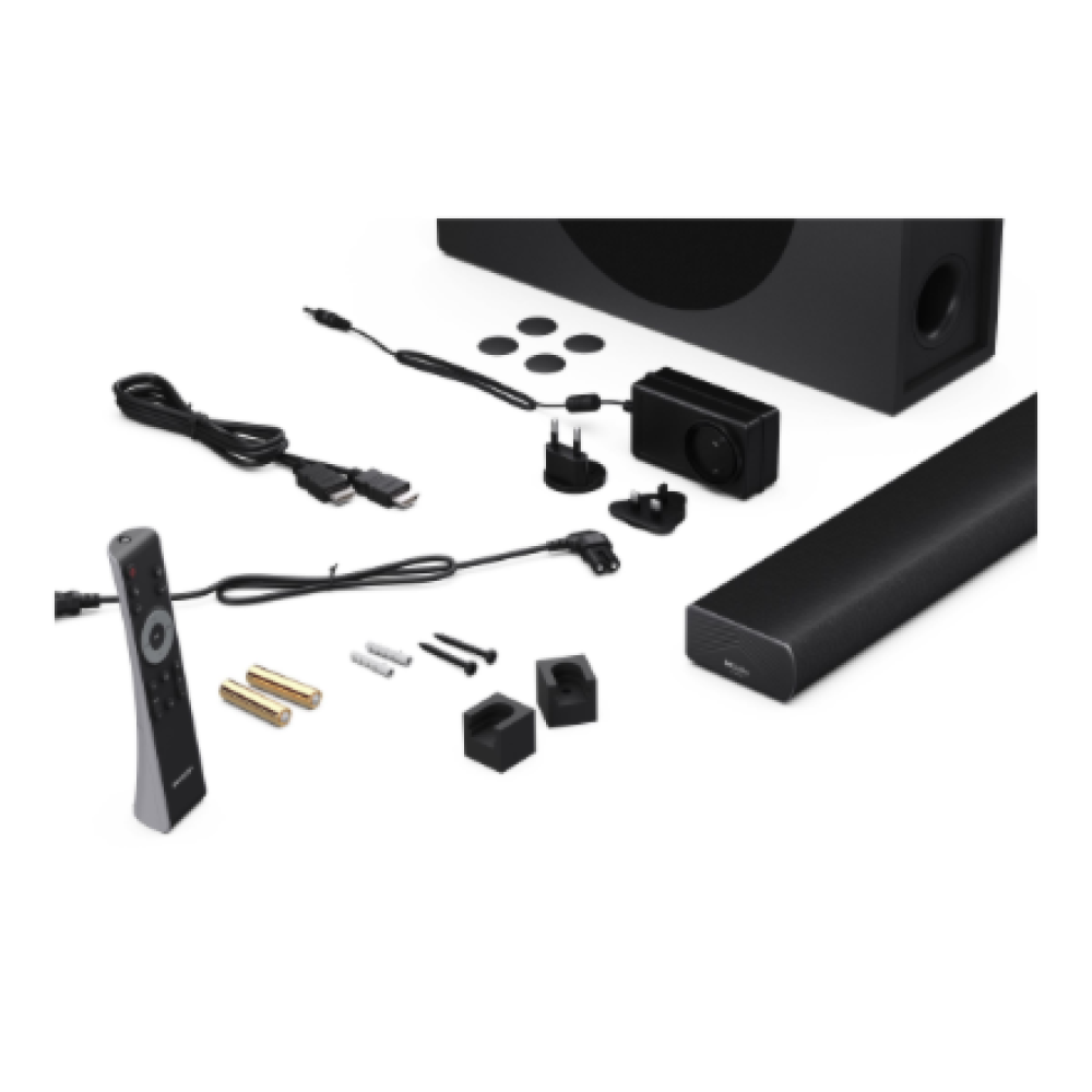 Sharp 2.1ch Ultra-slim Dolby Atmos/DTS Virtual: X Soundbar with Wireless Subwoofer , HT-SBW320 , 360 W , Bluetooth , Black , Wireless connection