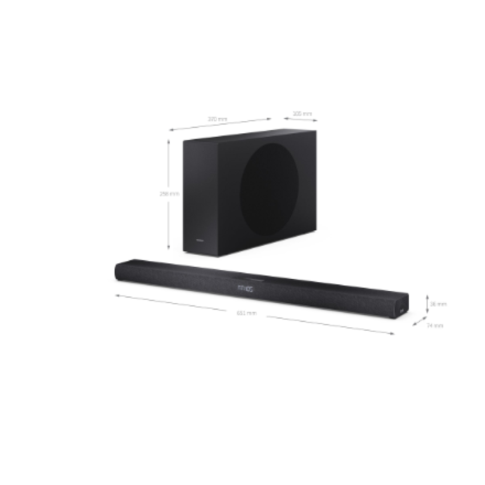 Sharp 2.1ch Ultra-slim Dolby Atmos/DTS Virtual: X Soundbar with Wireless Subwoofer , HT-SBW320 , 360 W , Bluetooth , Black , Wireless connection