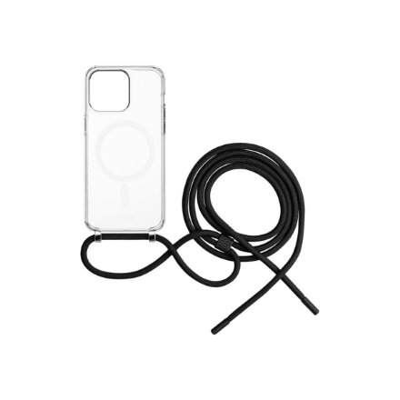 Fixed , MagPure Neck , Back Cover with Lanyard , Apple , iPhone 16 Plus , TPU , Clear, Black