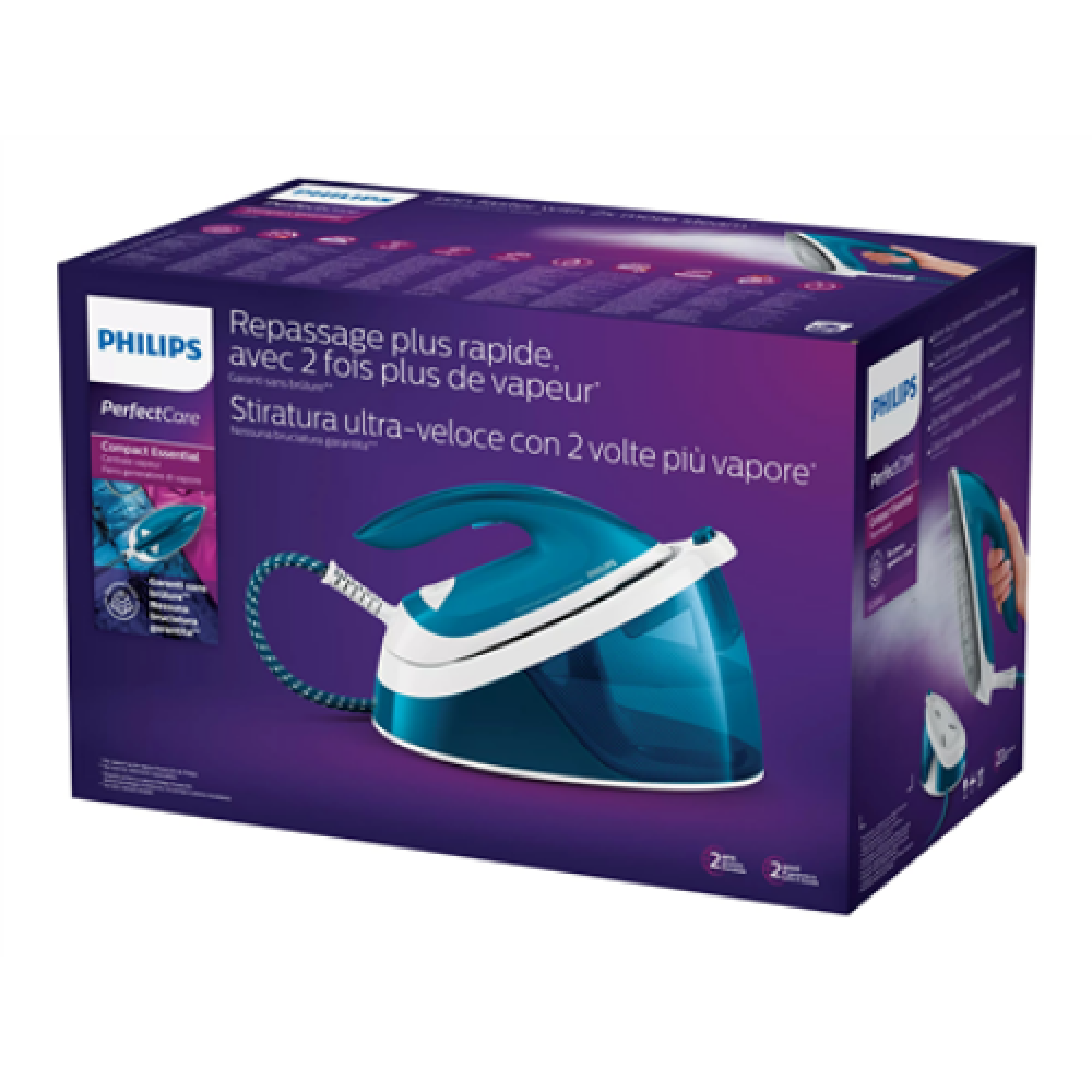 Philips , Steam Generator , GC6840/20 PerfectCare Compact Essential , 2400 W , 1.3 L , 6 bar , Auto power off , Vertical steam function , Calc-clean function , Blue/White